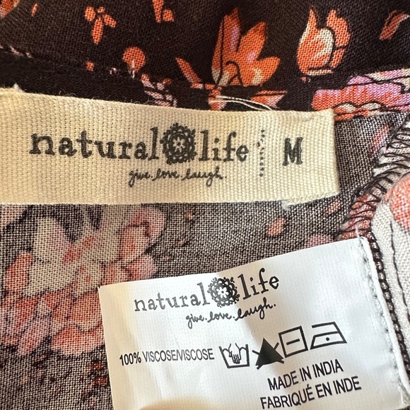 Natural Life Boho Cottage Peasant Hippie Dress Sz M Floral Tiered V-Neck Maxi - Picture 9 of 10